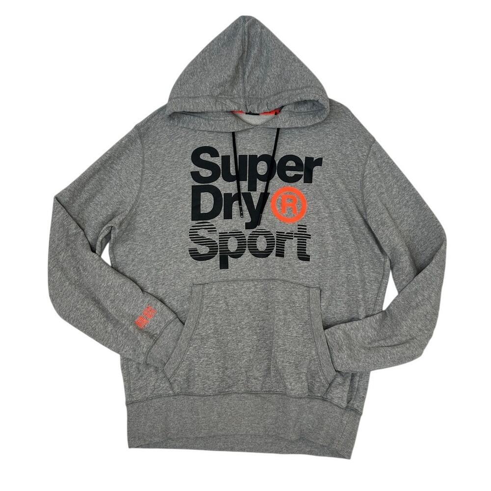 Superdry Sport Men's size XL French Terry Gray Athletic Hoodie Workout Casual - Picture 2 of 6
